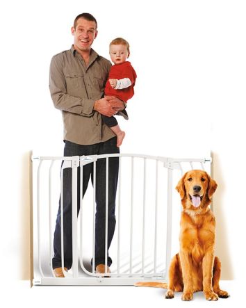 Chelsea Extra Wide 38-42.5in Auto Close Metal Baby Gate - White