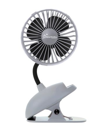 USB RECHARGEABLE CLIP-ON FAN WITH BREEZE-MODE - GREY